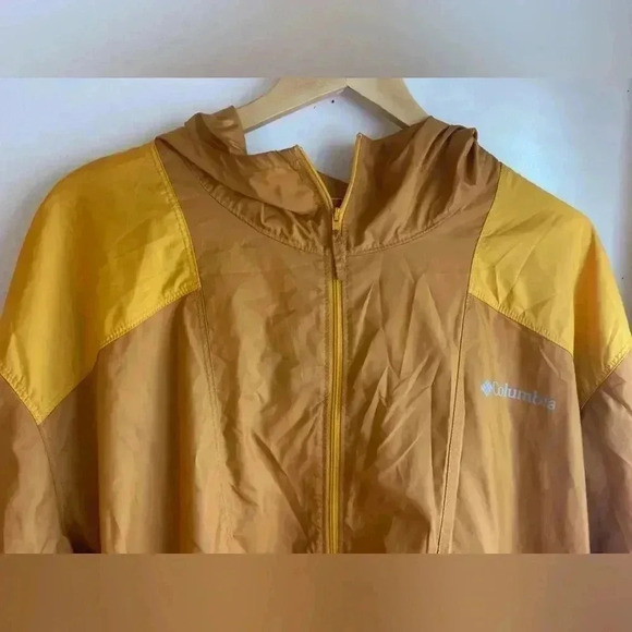Columbia Mens Windbreaker XL Gold Yellow Hood Flashback Water Resistant Outdoor - Picture 9 of 13